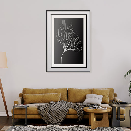 Leaf Line Art in Black White Abstract Decorations For Home Poster-Vertical Posters NOT FRAMED-CetArt-8″x10″ inches-CetArt