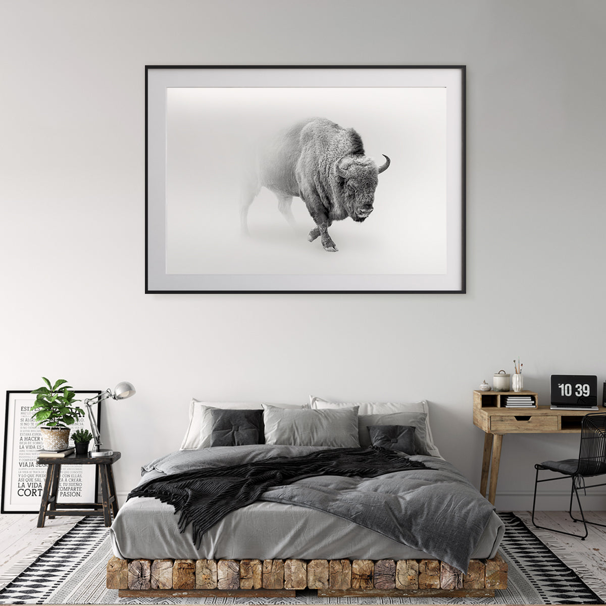 Bison Black And White Posters-Horizontal Posters NOT FRAMED-CetArt-10″x8″ inches-CetArt