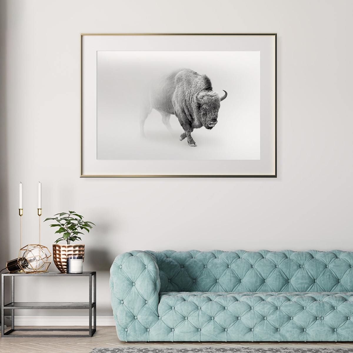 Bison Black And White Posters-Horizontal Posters NOT FRAMED-CetArt-10″x8″ inches-CetArt