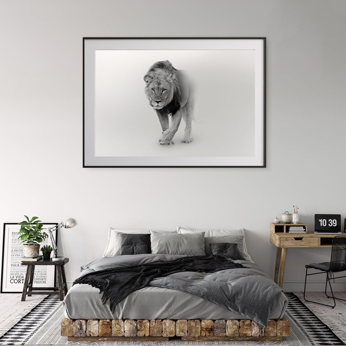 Powerful Lion Black and White Posters For Wall-Horizontal Posters NOT FRAMED-CetArt-10″x8″ inches-CetArt