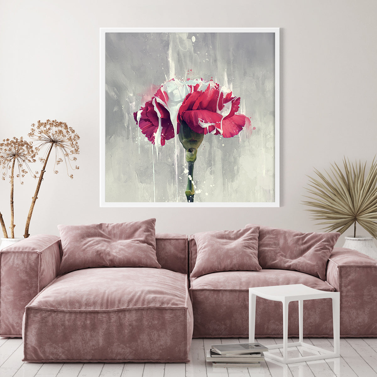 Red Carnation Flower Art Poster Modern Print-Square Posters NOT FRAMED-CetArt-8″x8″ inches-CetArt