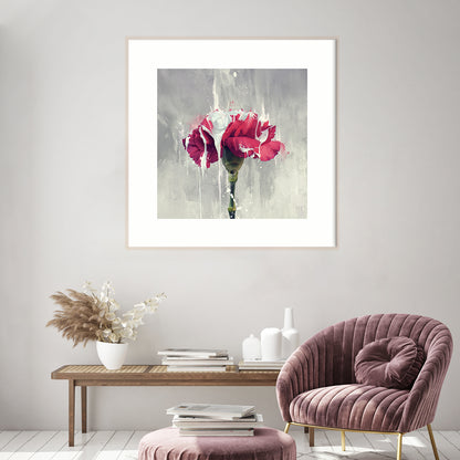 Red Carnation Flower Art Poster Modern Print-Square Posters NOT FRAMED-CetArt-8″x8″ inches-CetArt