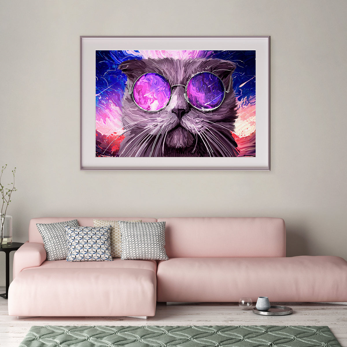 Cat in Round Glasses Modern Art Poster-Horizontal Posters NOT FRAMED-CetArt-10″x8″ inches-CetArt