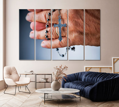 Praying with Rosary Canvas Print-Canvas Print-CetArt-1 Panel-24x16 inches-CetArt