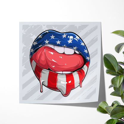 Woman Lips with American Flag Creative Poster-Square Posters NOT FRAMED-CetArt-8″x8″ inches-CetArt