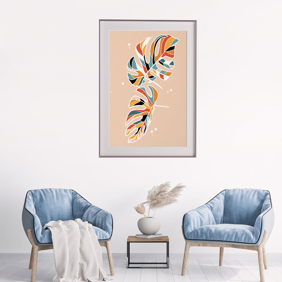 Colorful Abstract Minimalistic Monstera Leaves Room Poster Wall Art-Vertical Posters NOT FRAMED-CetArt-8″x10″ inches-CetArt