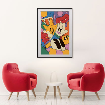 Comic Hands and Lips Pop Art Modern Art Prints Posters-Vertical Posters NOT FRAMED-CetArt-8″x10″ inches-CetArt