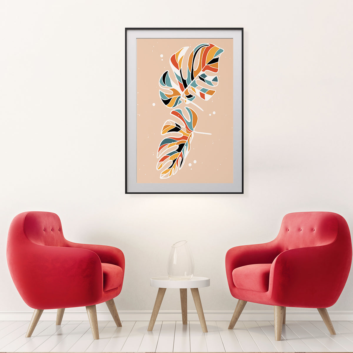 Colorful Abstract Minimalistic Monstera Leaves Room Poster Wall Art-Vertical Posters NOT FRAMED-CetArt-8″x10″ inches-CetArt