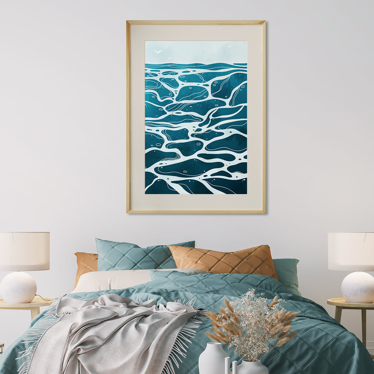 Abstract Blue Sea Waves Living Room Art Posters Japanese Style-Vertical Posters NOT FRAMED-CetArt-8″x10″ inches-CetArt