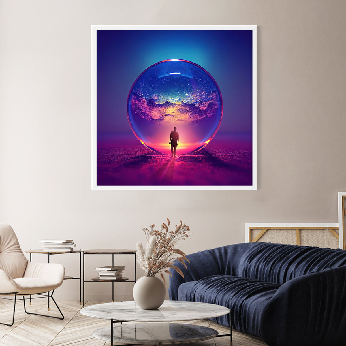 Universe in Crystal Ball Abstract Posters For Home-Square Posters NOT FRAMED-CetArt-8″x8″ inches-CetArt