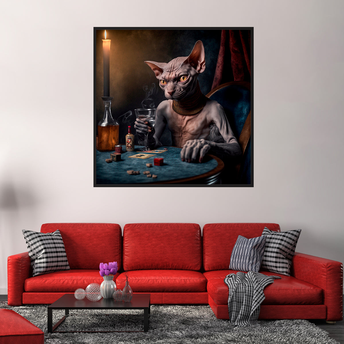 Sphynx Cat Playing Poker Creative Posters For Office-Square Posters NOT FRAMED-CetArt-8″x8″ inches-CetArt