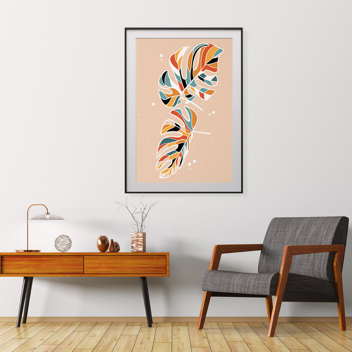 Colorful Abstract Minimalistic Monstera Leaves Room Poster Wall Art-Vertical Posters NOT FRAMED-CetArt-8″x10″ inches-CetArt