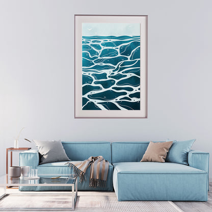 Abstract Blue Sea Waves Living Room Art Posters Japanese Style-Vertical Posters NOT FRAMED-CetArt-8″x10″ inches-CetArt