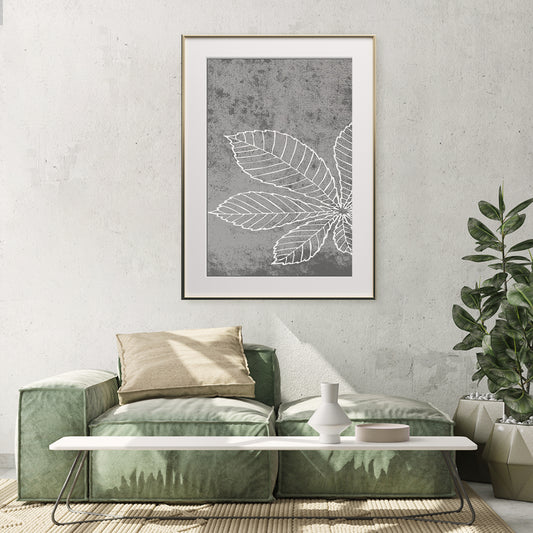 Vintage Gray Leaves Posters Decoration for Interior-Vertical Posters NOT FRAMED-CetArt-8″x10″ inches-CetArt