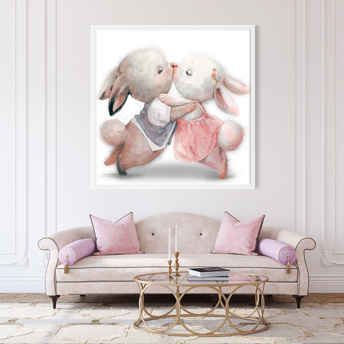 Cute Bunny Couple Posters For Wall-Square Posters NOT FRAMED-CetArt-8″x8″ inches-CetArt