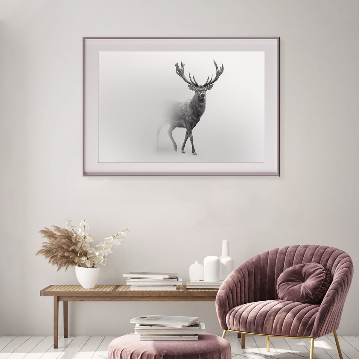 Powerful Red Deer Black and White Posters Wall Decoration-Horizontal Posters NOT FRAMED-CetArt-10″x8″ inches-CetArt