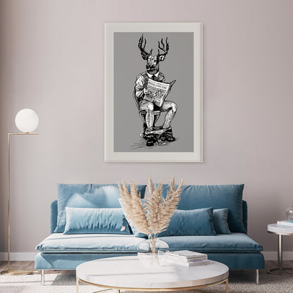 Deer Man Read Newspaper Posters For Living Room Wall-Vertical Posters NOT FRAMED-CetArt-8″x10″ inches-CetArt