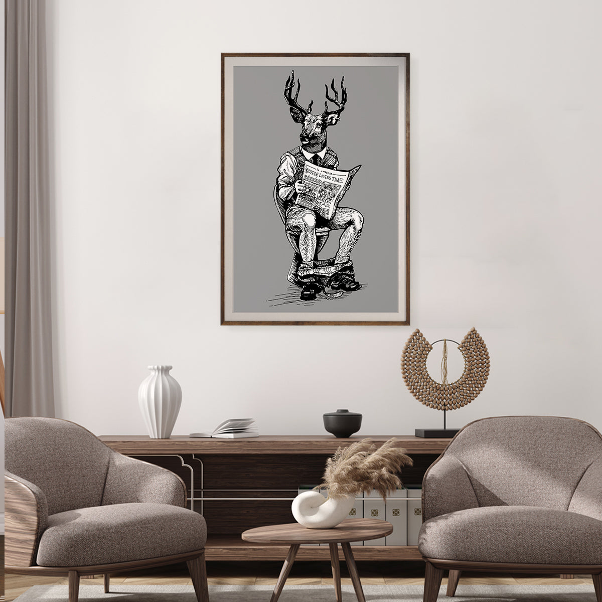 Deer Man Read Newspaper Posters For Living Room Wall-Vertical Posters NOT FRAMED-CetArt-8″x10″ inches-CetArt