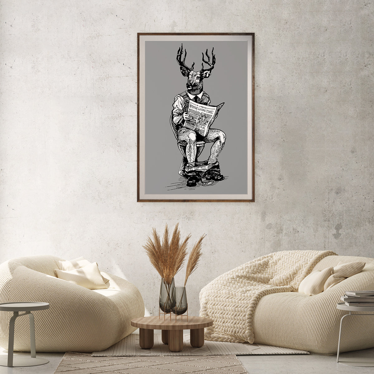 Deer Man Read Newspaper Posters For Living Room Wall-Vertical Posters NOT FRAMED-CetArt-8″x10″ inches-CetArt