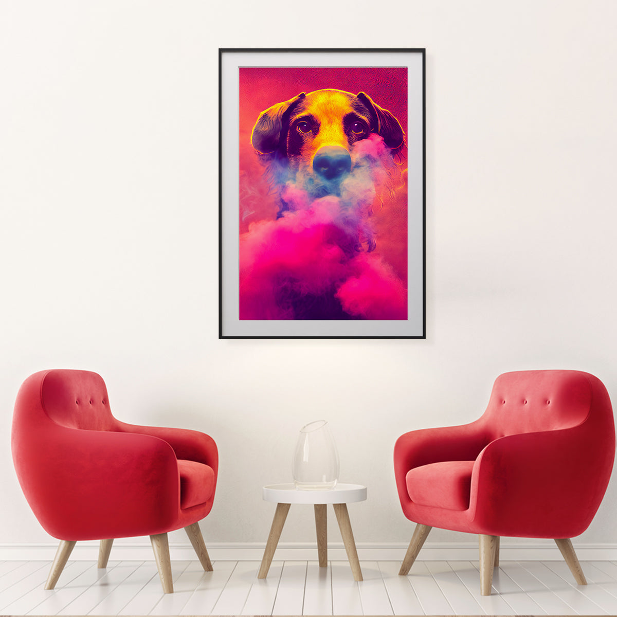 Stunning Dog Portrait in Pink Mist Modern Art Poster-Vertical Posters NOT FRAMED-CetArt-8″x10″ inches-CetArt