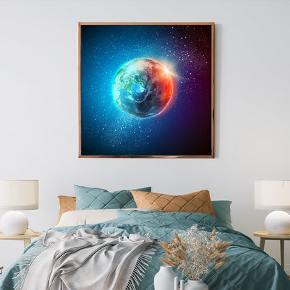 Earth Planet in Space Posters Decoration for Interior-Square Posters NOT FRAMED-CetArt-8″x8″ inches-CetArt