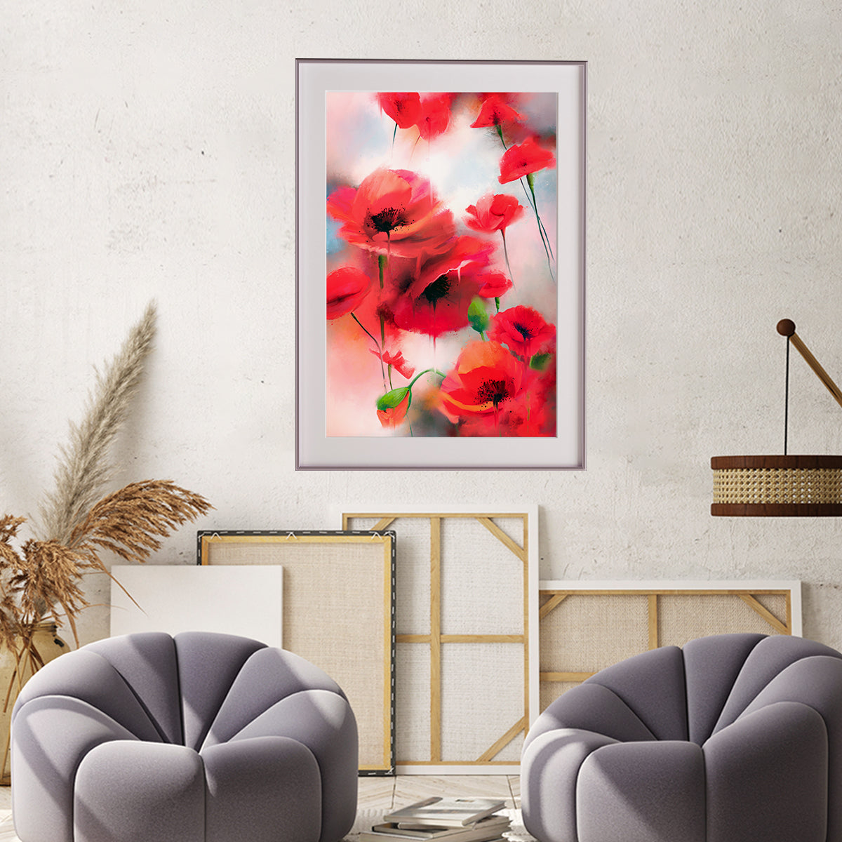 Abstract Poppies Contemporary Posters Wall Art Prints-Vertical Posters NOT FRAMED-CetArt-8″x10″ inches-CetArt