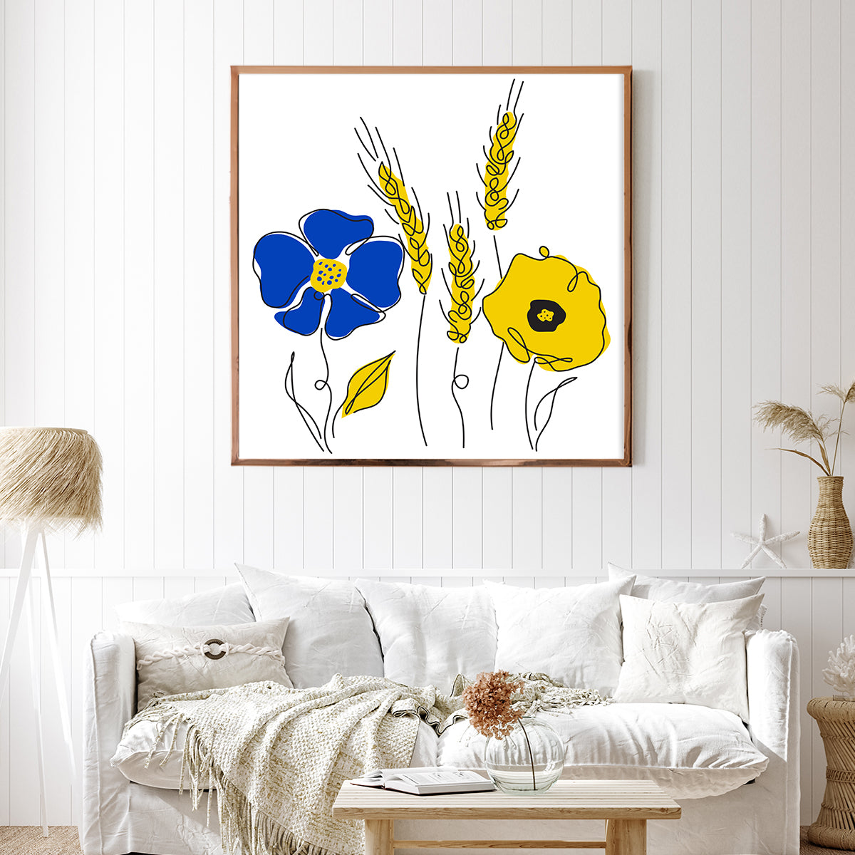 Flowers Poster National Colours of Ukraine Modern Art Prints-Square Posters NOT FRAMED-CetArt-8″x8″ inches-CetArt