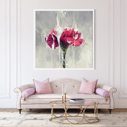 Red Carnation Flower Art Poster Modern Print-Square Posters NOT FRAMED-CetArt-8″x8″ inches-CetArt