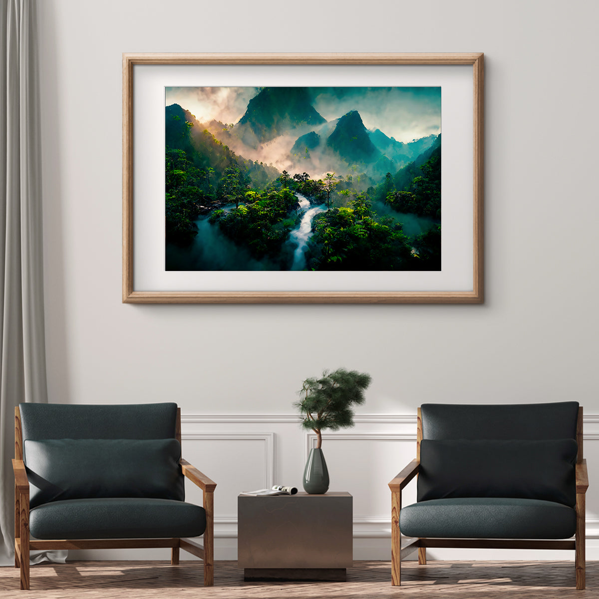 Stunning Mountain Landscape with Forest and Waterfall Poster-Horizontal Posters NOT FRAMED-CetArt-10″x8″ inches-CetArt