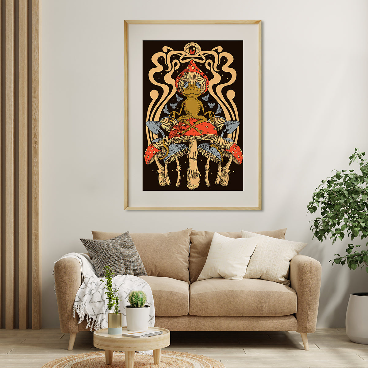 Frog Meditating Sitting on Mushroom Psychedelic Posters For Your Wall-Vertical Posters NOT FRAMED-CetArt-8″x10″ inches-CetArt