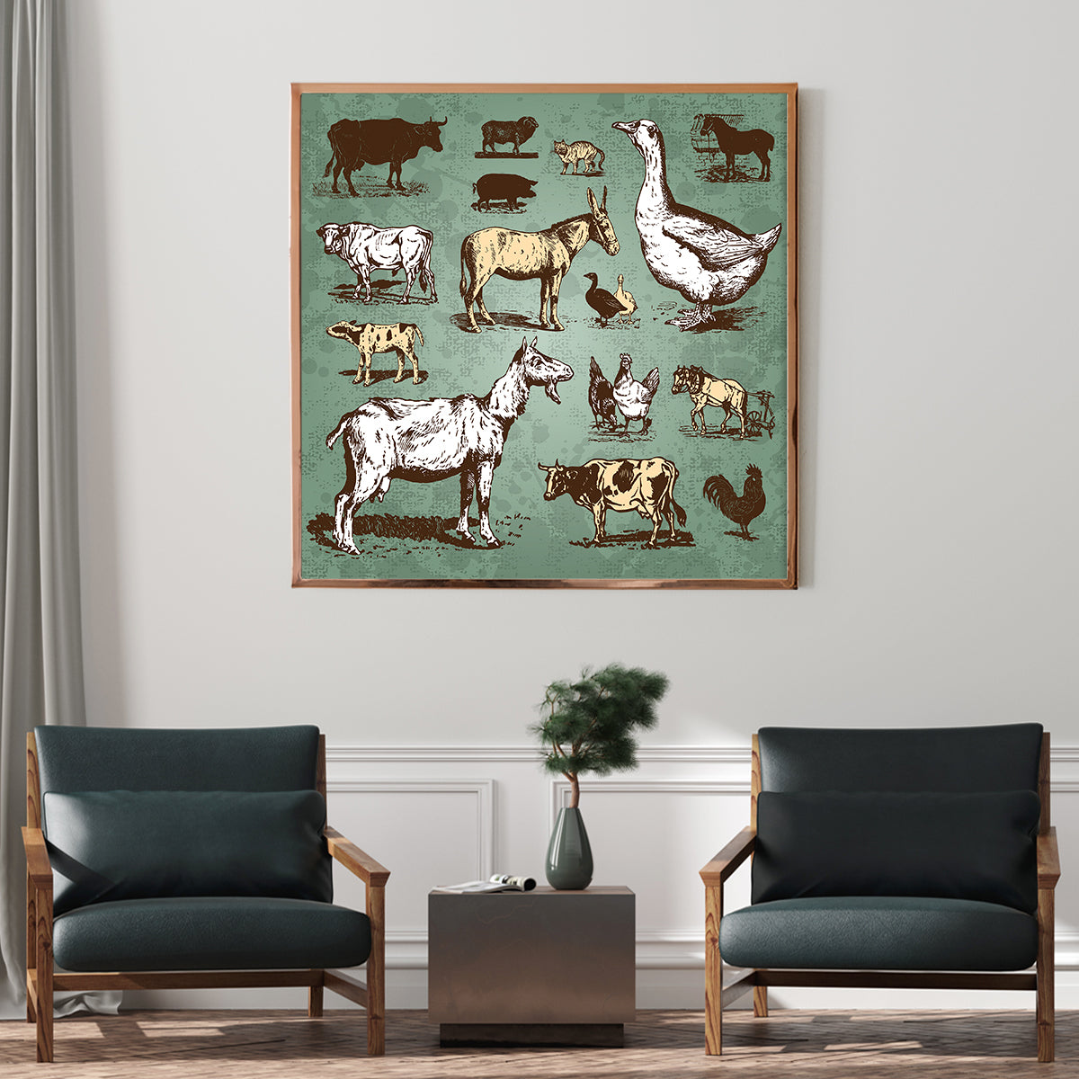 Vintage Farm Animals Cool Posters For Room-Square Posters NOT FRAMED-CetArt-8″x8″ inches-CetArt