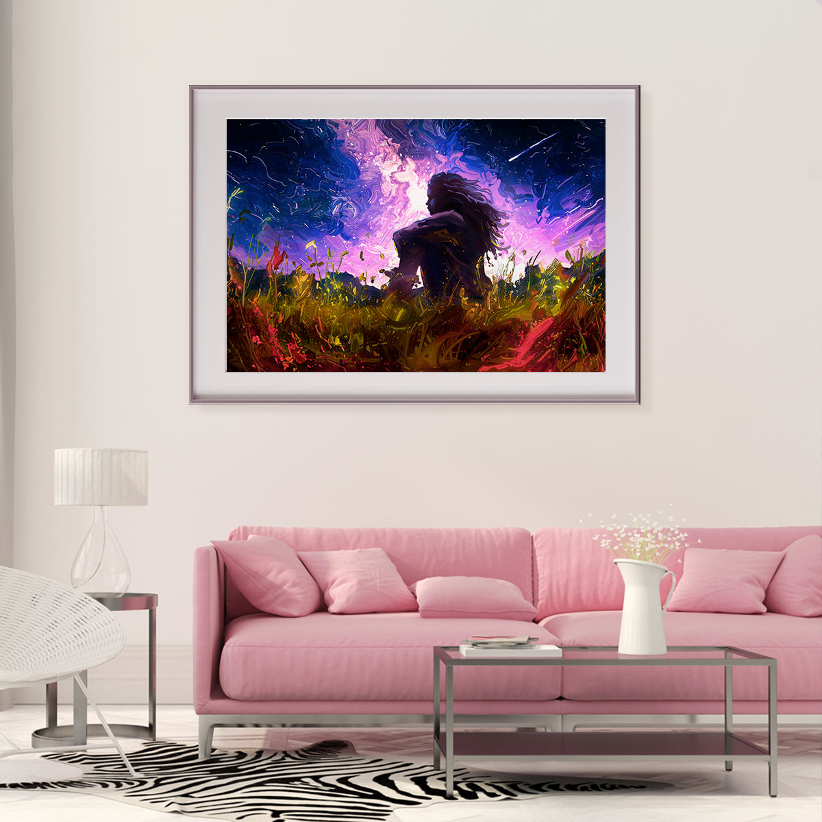 Girl in Magical Meadow Modern Poster-Horizontal Posters NOT FRAMED-CetArt-10″x8″ inches-CetArt