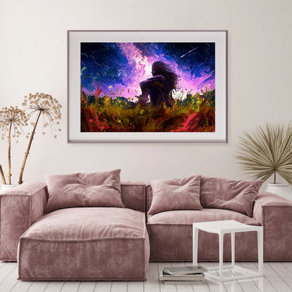 Girl in Magical Meadow Modern Poster-Horizontal Posters NOT FRAMED-CetArt-10″x8″ inches-CetArt