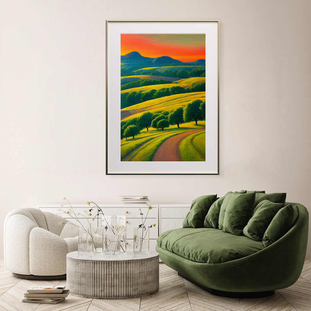 Green Fields Summer Landscape Posters Art Prints For Your Wall-Vertical Posters NOT FRAMED-CetArt-8″x10″ inches-CetArt