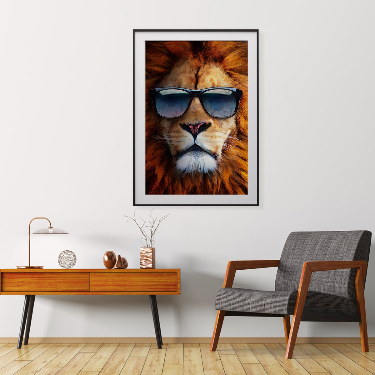 Handsome Lion with Sunglasses Poster Print Modern Wall Art-Vertical Posters NOT FRAMED-CetArt-8″x10″ inches-CetArt