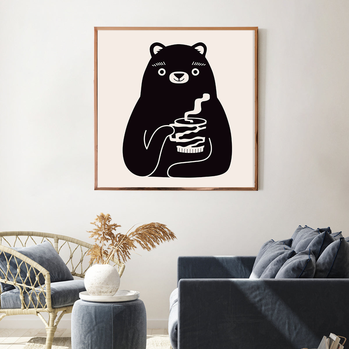 Bear with Cup of Coffee Poster Print Modern Wall Art-Square Posters NOT FRAMED-CetArt-8″x8″ inches-CetArt