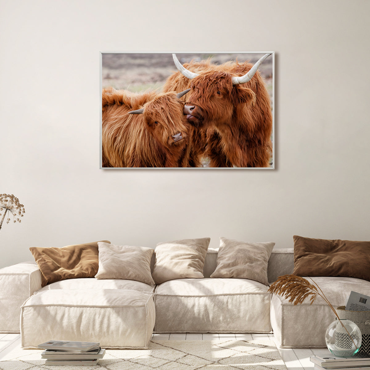 Highland Cow Couple Posters Prints Wall Decor-Horizontal Posters NOT FRAMED-CetArt-10″x8″ inches-CetArt