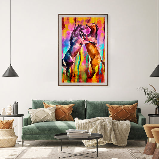 Wild Horses Multicolored Abstract Art Poster For Wall Decor-Vertical Posters NOT FRAMED-CetArt-8″x10″ inches-CetArt