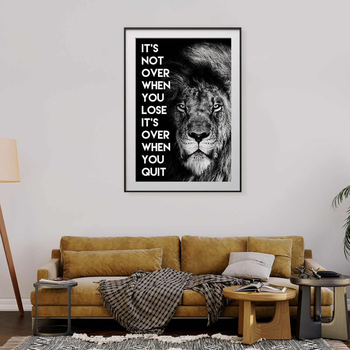 It`s Not Over When You Lose It`s Over When You Quit Lion Motivational Quote Poster-Vertical Posters NOT FRAMED-CetArt-8″x10″ inches-CetArt