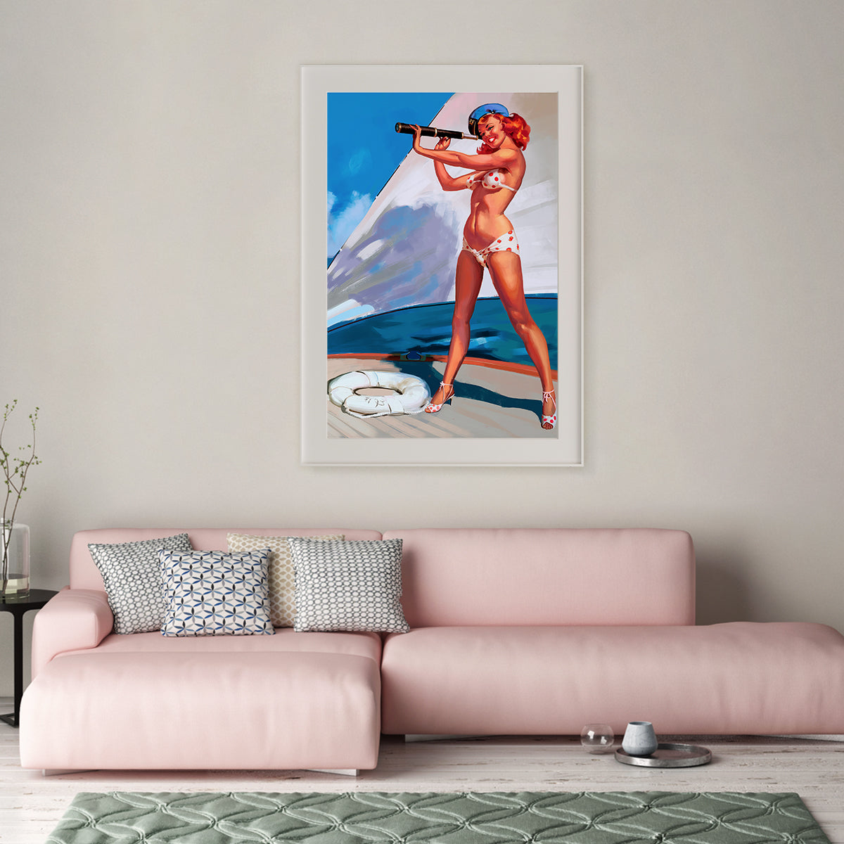 Vintage Sailor Girl On Yacht Retro Art Poster-Vertical Posters NOT FRAMED-CetArt-8″x10″ inches-CetArt