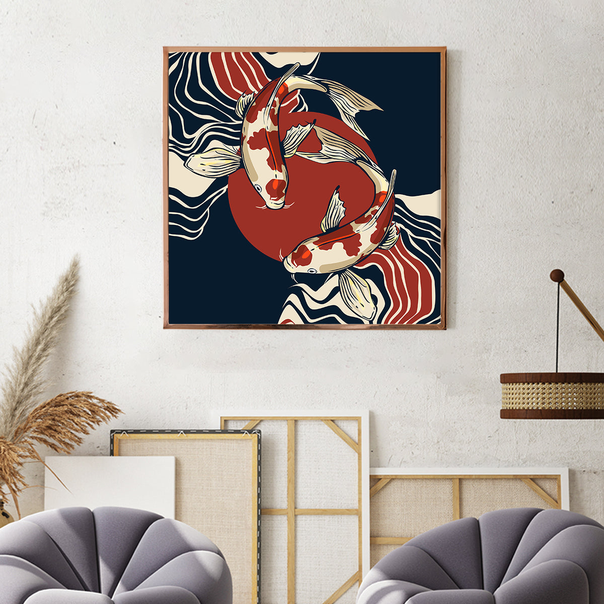 Koi Fish Modern Art Posters-Square Posters NOT FRAMED-CetArt-8″x8″ inches-CetArt