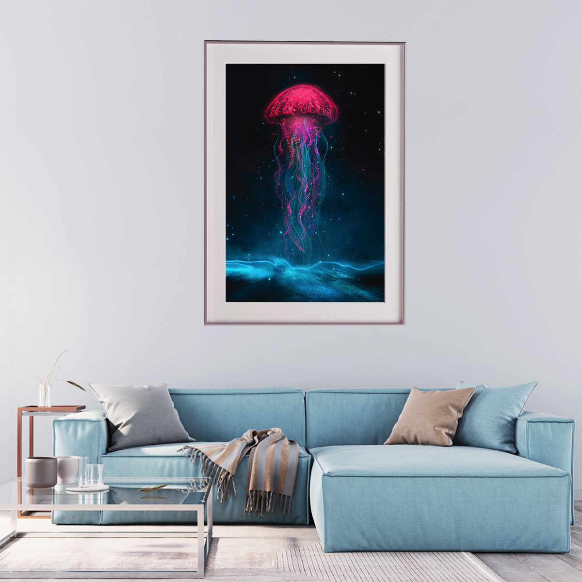 Neon Jellyfish Silhouette Posters Prints Abstract Wall Art-Vertical Posters NOT FRAMED-CetArt-8″x10″ inches-CetArt