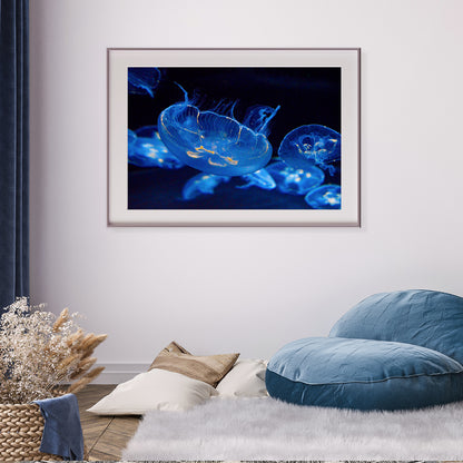 Jellyfish in Dark Water Living Rooms Posters Wall Art Prints-Horizontal Posters NOT FRAMED-CetArt-10″x8″ inches-CetArt