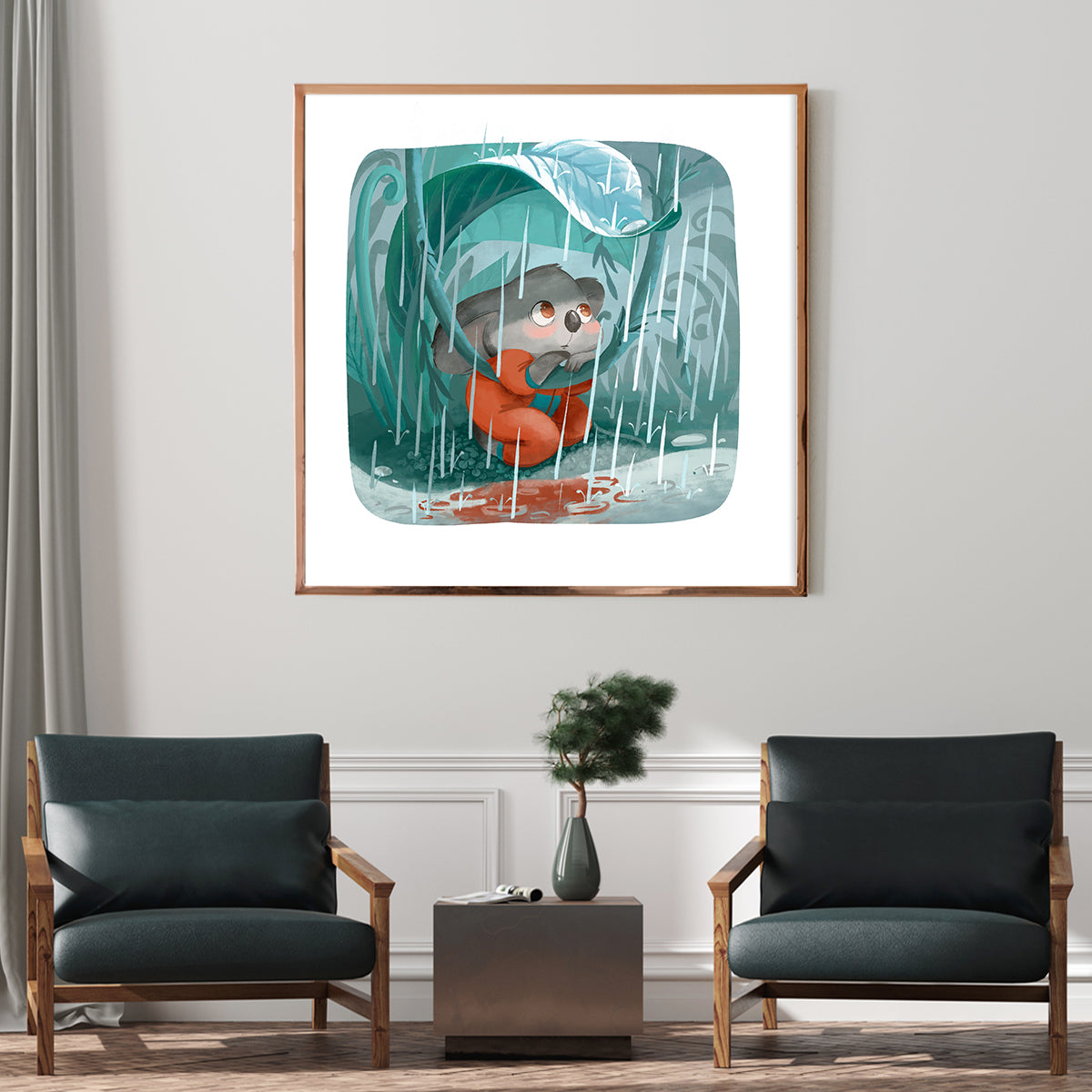 Koala Hiding From Rain Wall Posters-Square Posters NOT FRAMED-CetArt-8″x8″ inches-CetArt