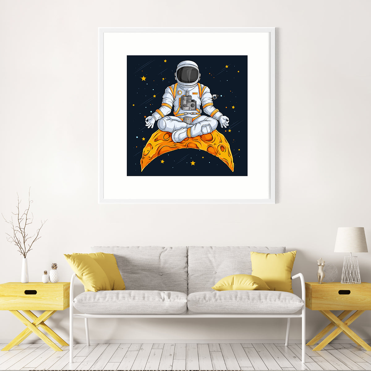 Astronaut Doing Yoga on Moon Living Room Poster Ideas-Square Posters NOT FRAMED-CetArt-8″x8″ inches-CetArt