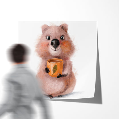 Cute Quokka with Coffee Cup Poster Print Modern Wall Art-Square Posters NOT FRAMED-CetArt-8″x8″ inches-CetArt