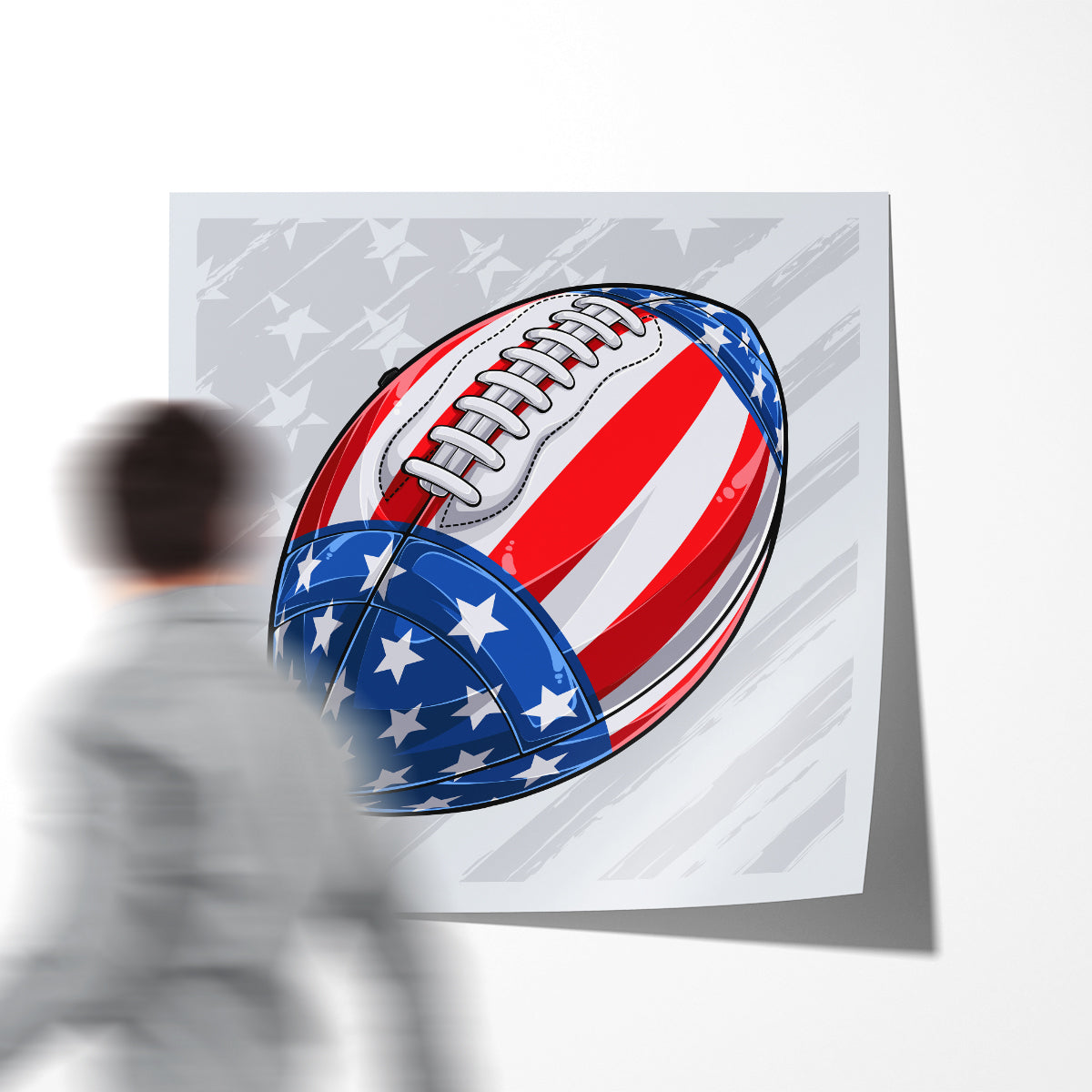 American Football Ball with USA Flag Poster Decorations Ideas-Square Posters NOT FRAMED-CetArt-8″x8″ inches-CetArt