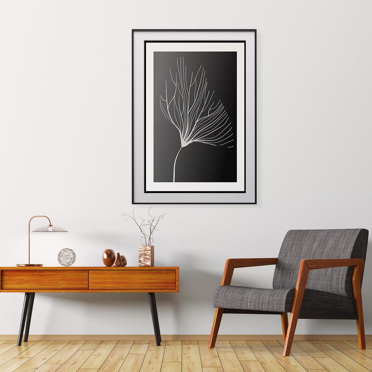 Leaf Line Art in Black White Abstract Decorations For Home Poster-Vertical Posters NOT FRAMED-CetArt-8″x10″ inches-CetArt