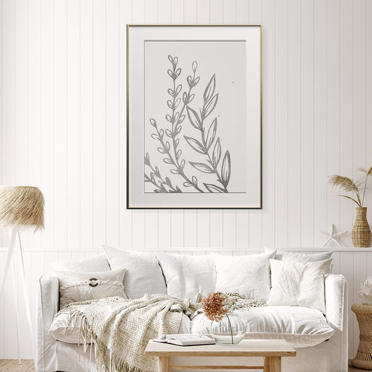 Vintage Gray Leaves Poster Wall Art Decor-Vertical Posters NOT FRAMED-CetArt-8″x10″ inches-CetArt