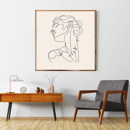 Woman Portrait Line Art Minimalist Poster Art Print For Your Wall-Square Posters NOT FRAMED-CetArt-8″x8″ inches-CetArt